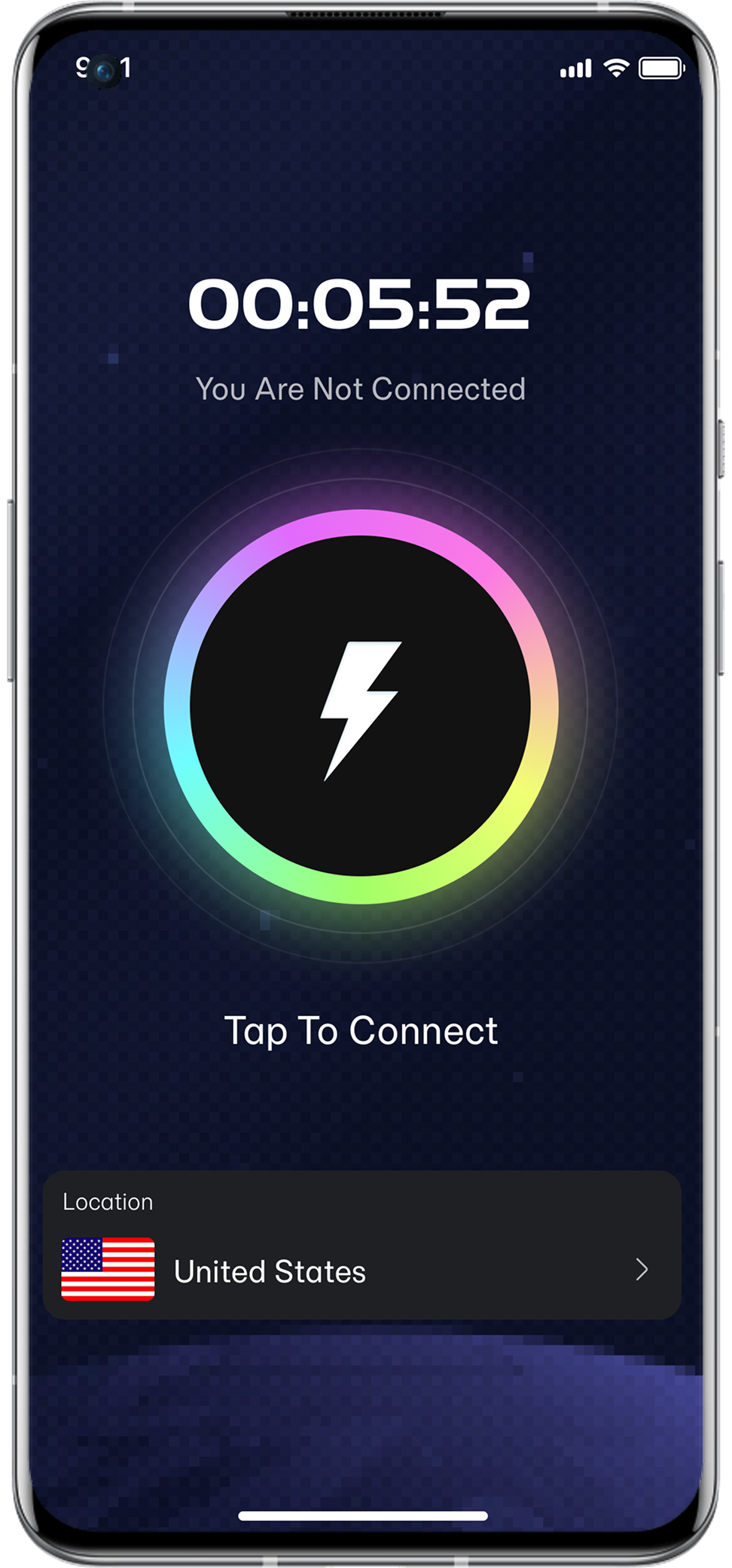 VergeGuardVPN not connected screen