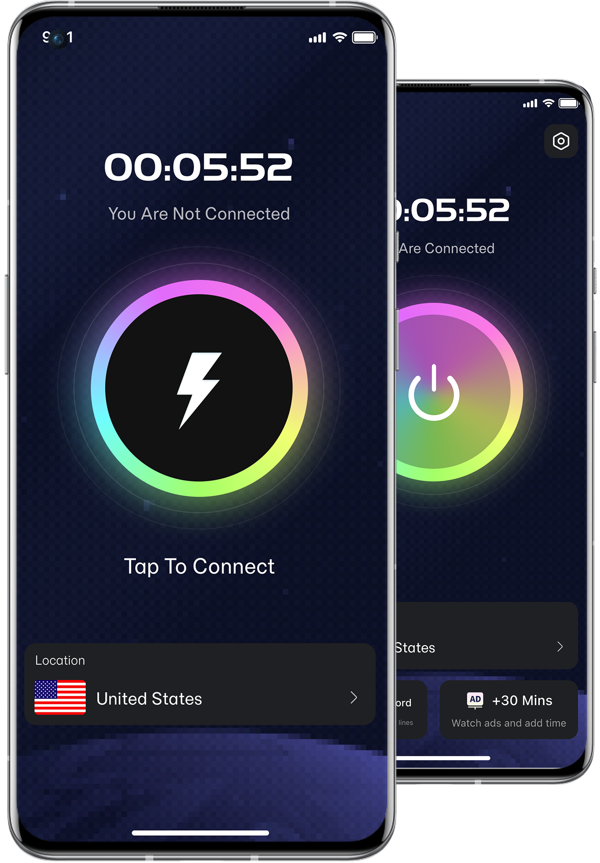 VergeGuardVPN connection screens